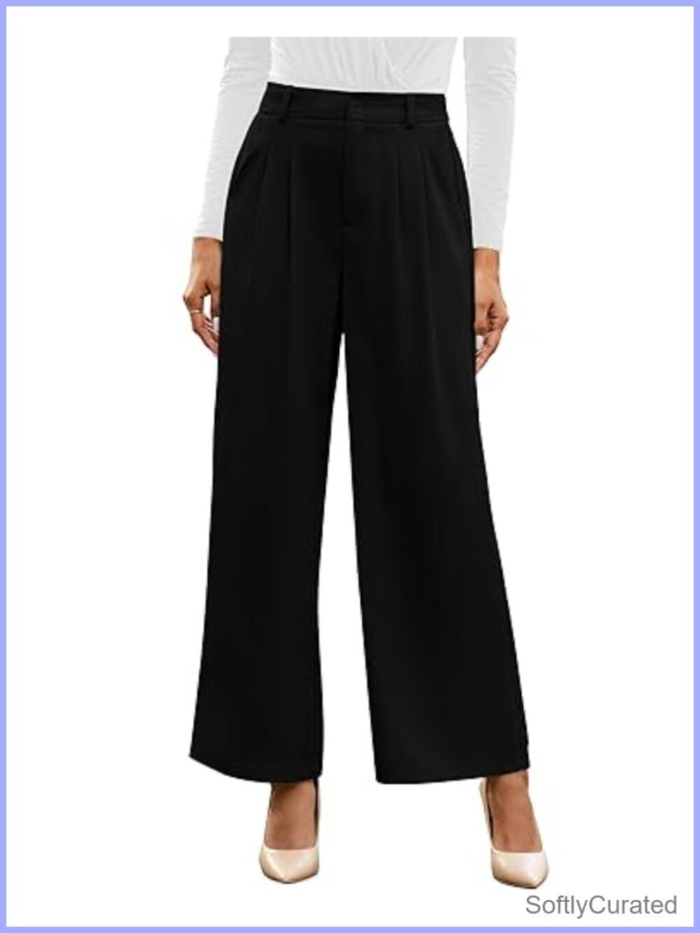 Wide Leg High Waisted Dressy Pants Flowy Trousers Office Work Business Casual